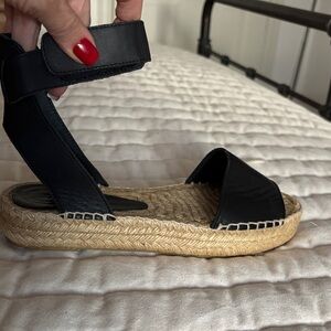 Vince black leather espadrille sandals